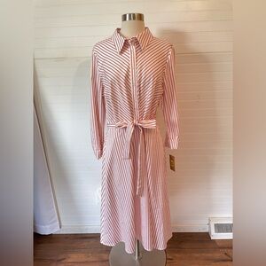 Cremiux Red Stripe Modest Womens Belted Dress NWT Size 12